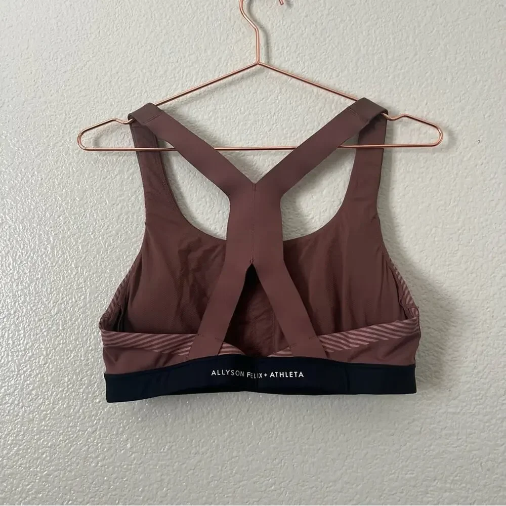 Athleta x Allyson Felix Ultimate Legend Bra D-DD brown rose pink black